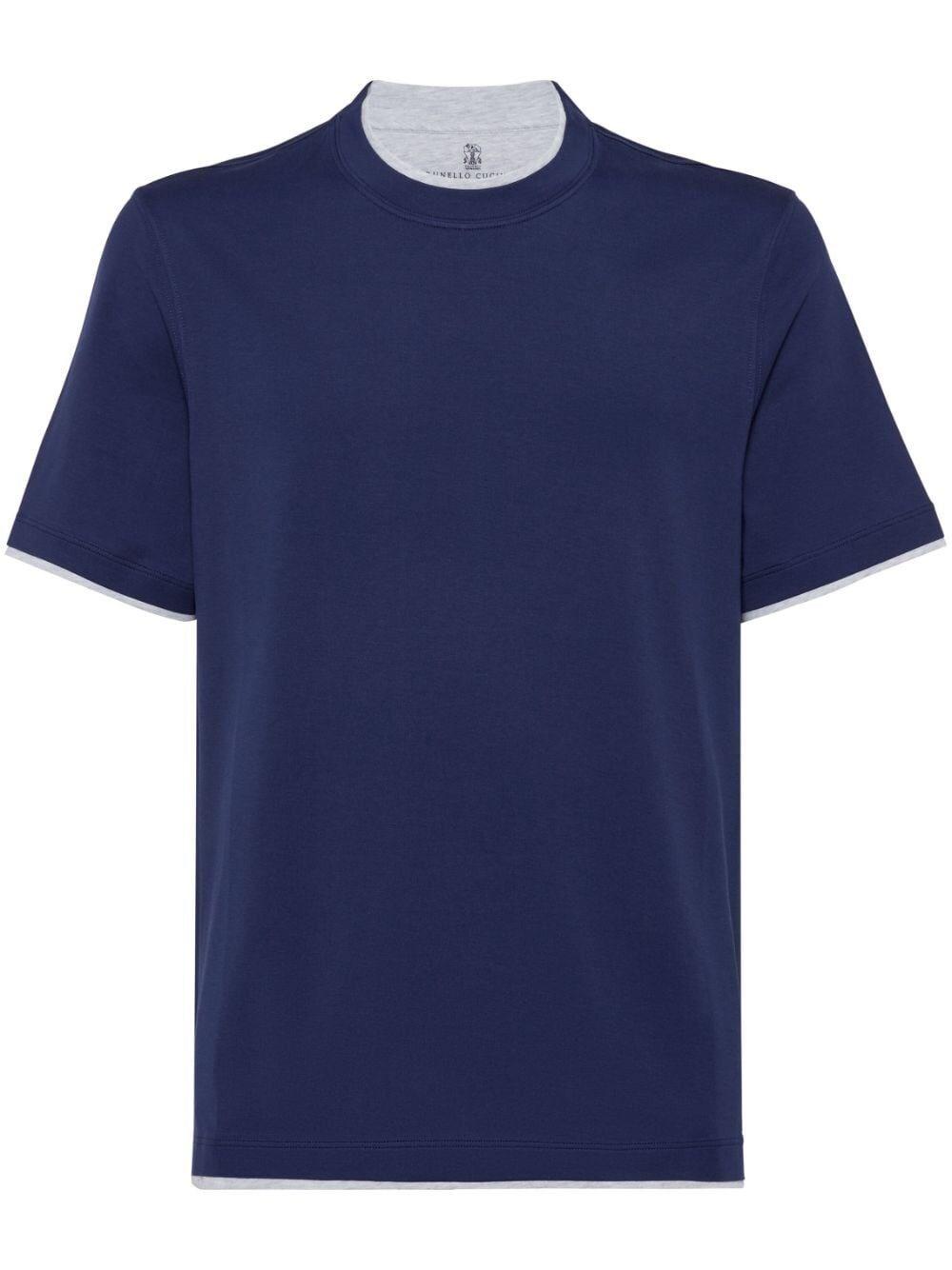 Brunello cucinelli Crew-Neck T-Shirt With Faux-Layering Italy