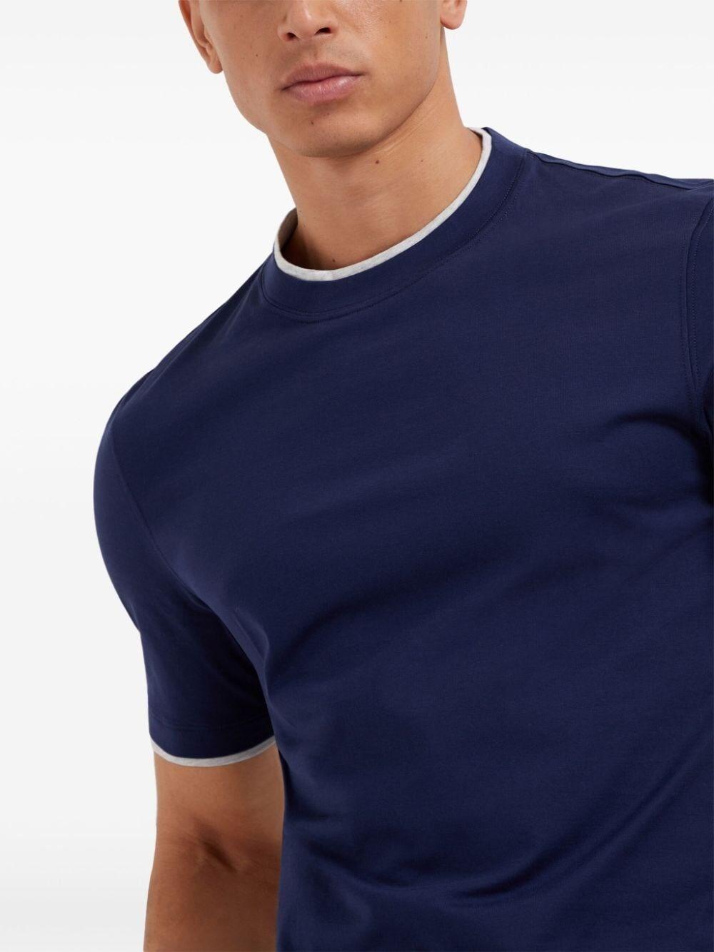 Brunello cucinelli Crew-Neck T-Shirt With Faux-Layering Italy