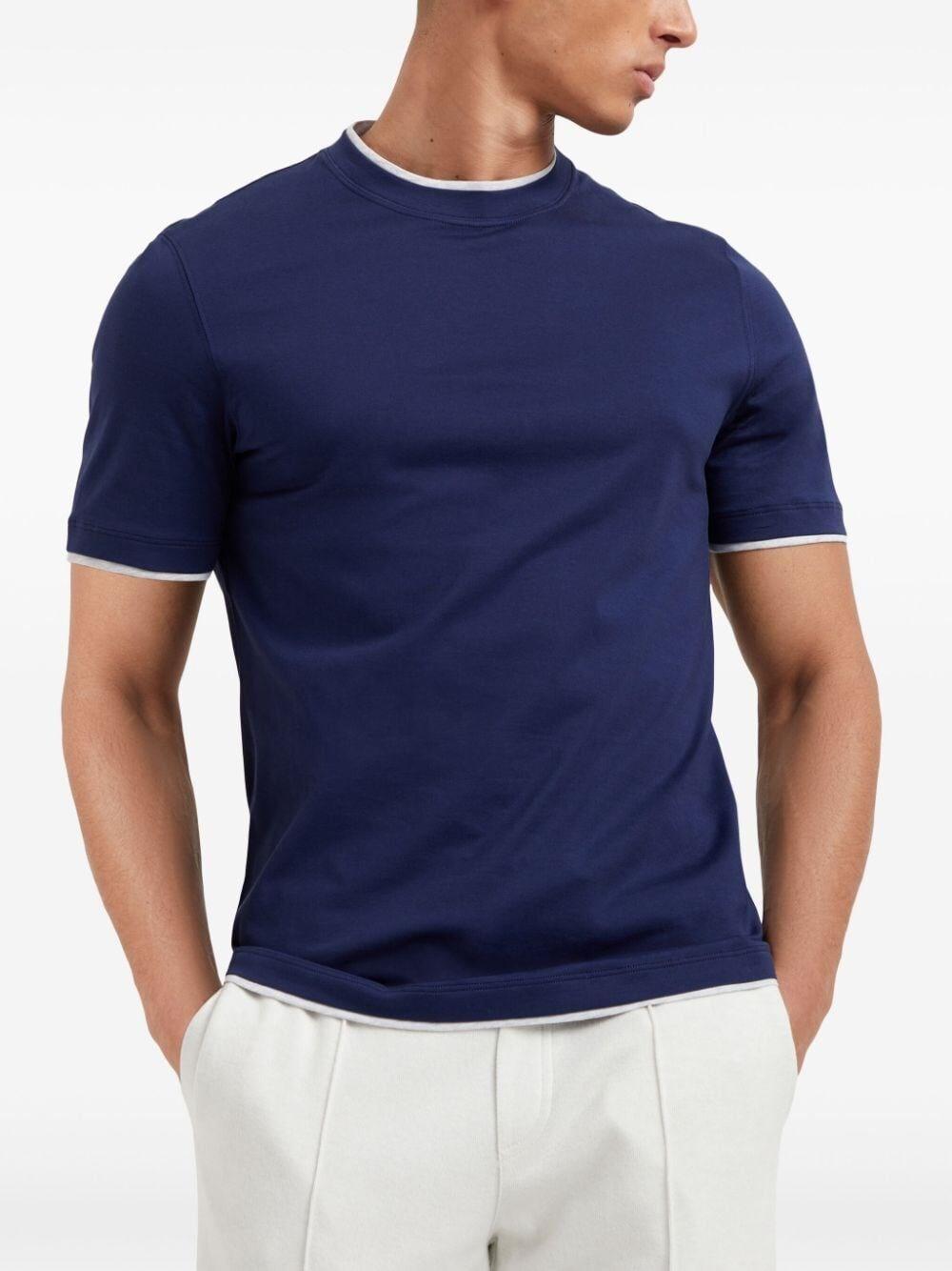 Brunello cucinelli Crew-Neck T-Shirt With Faux-Layering Italy