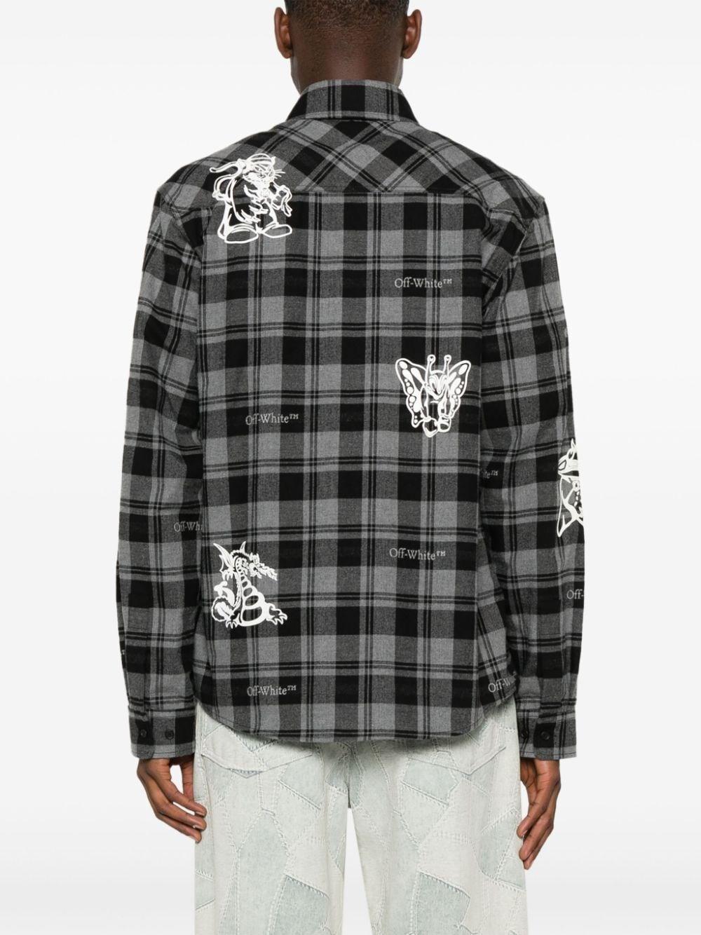 Off white `Character` Check Flannel Shirt Novità