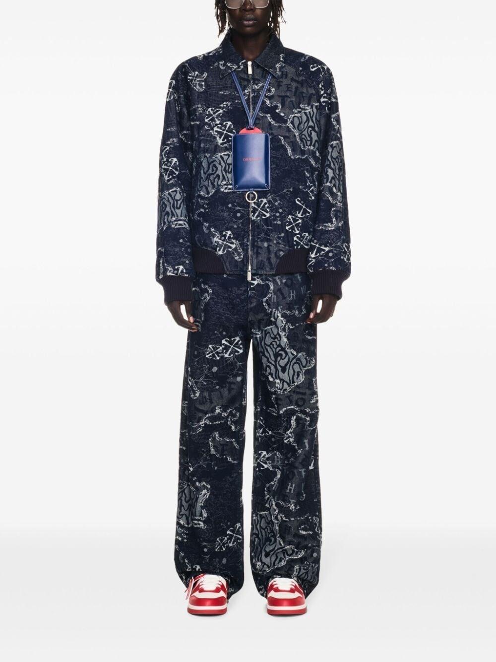 Off white `Camo` Denim Bomber Jacket Vendita Calda