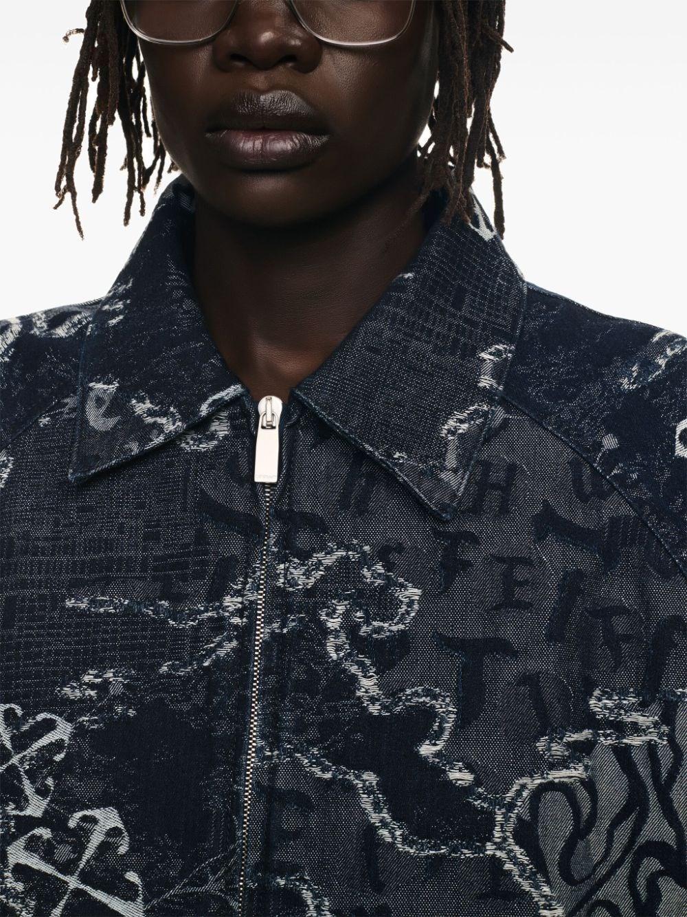 Off white `Camo` Denim Bomber Jacket Vendita Calda