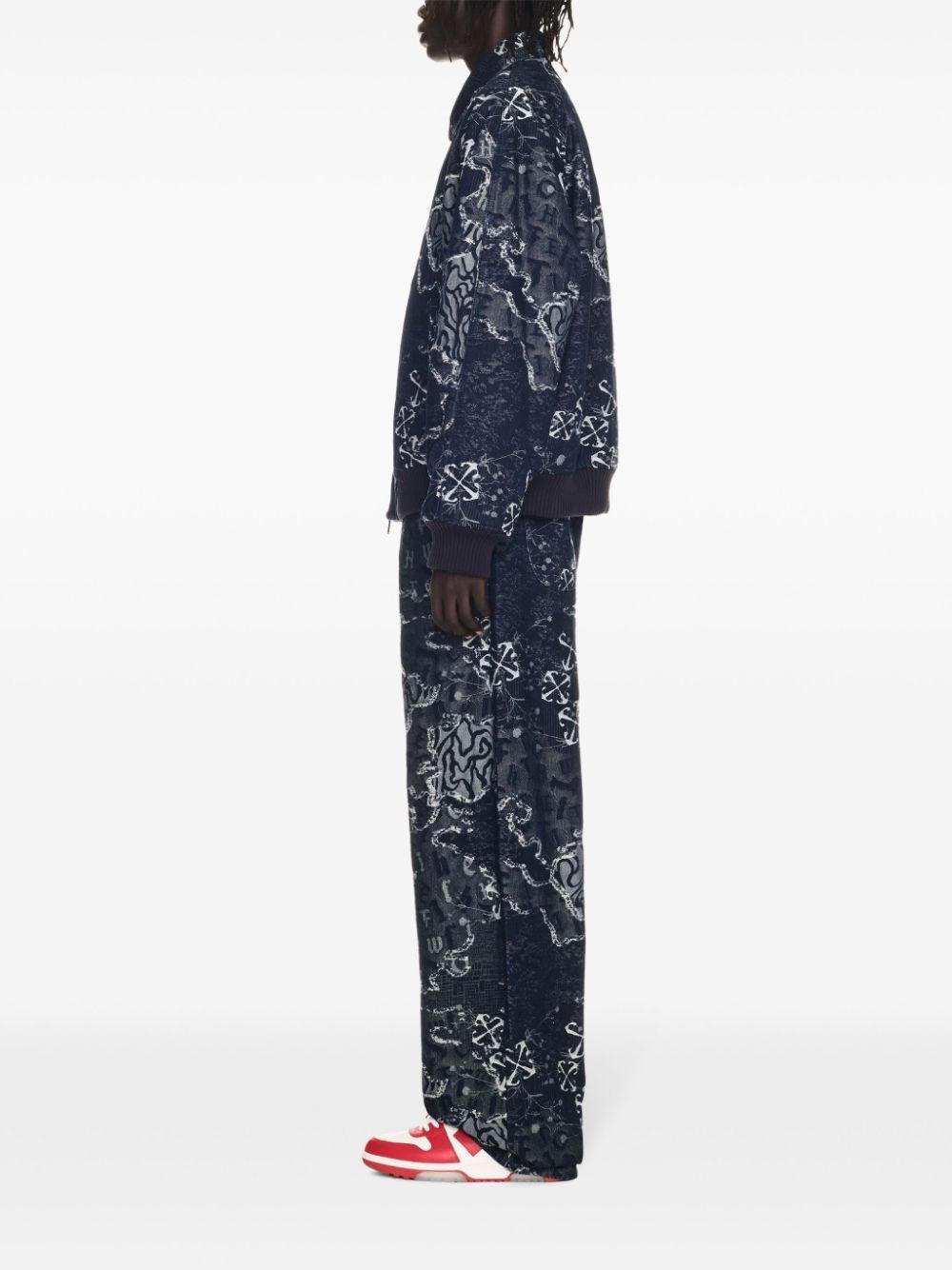 Off white `Camo` Denim Bomber Jacket Vendita Calda