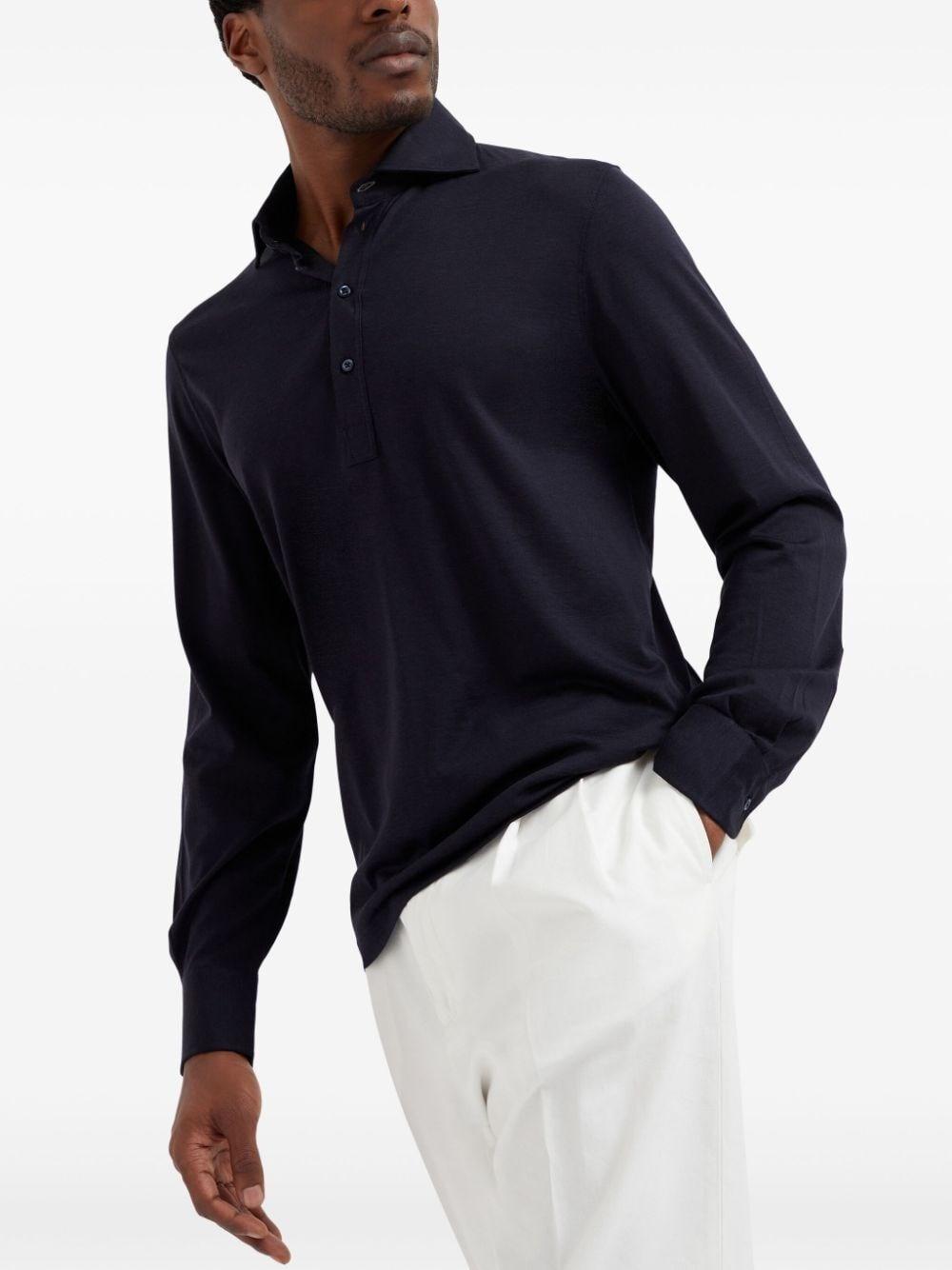 Brunello cucinelli Long Sleeve Polo With Shirt-Style Collar Prezzo Ridotto