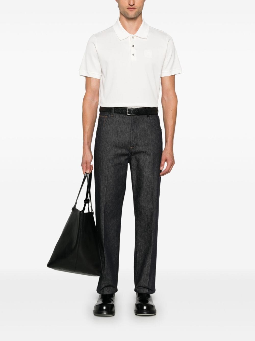 Fendi `FF` Embossed Polo Shirt Sottocosto