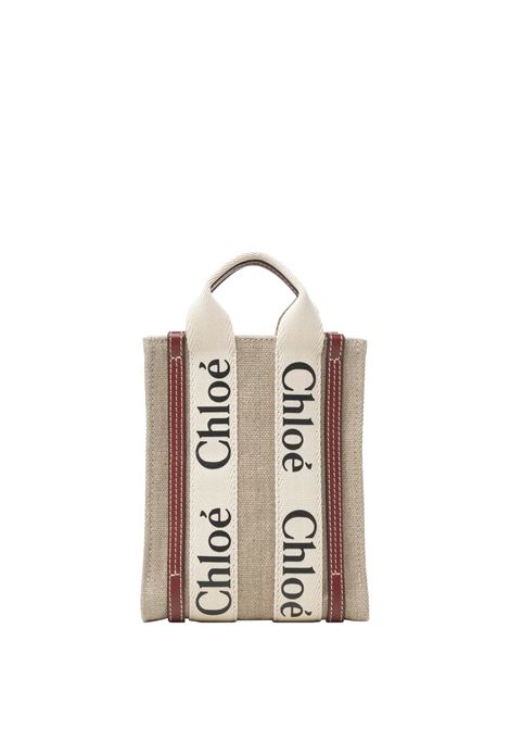 CHLOÉ Tote Bag Mini North South In White - Brown - CHLOÉ Qualità
