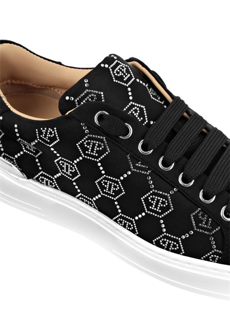 PHILIPP PLEIN Satin Low-Top Sneakers Strass Monogram Nere - PHILIPP PLEIN Pezzi Unici