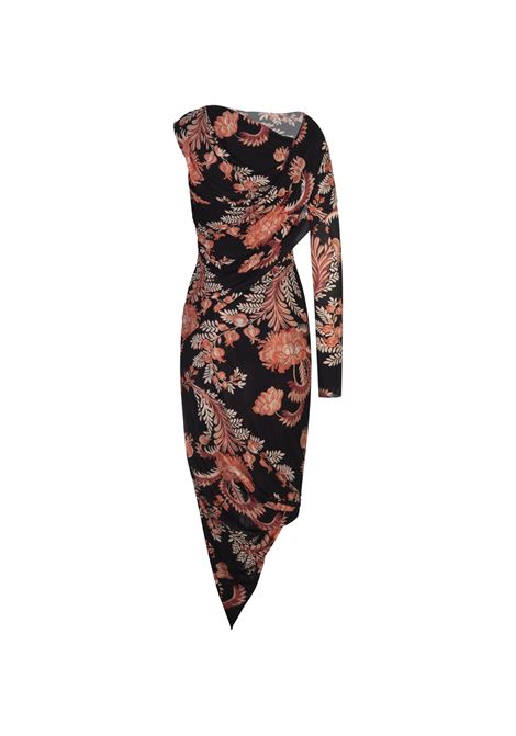 ETRO Abito Monospalla In Jersey Nero Stampato - ETRO Negozi Online