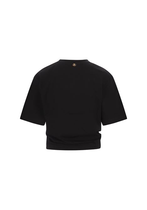 RABANNE T-Shirt Crop Nera Con Dettaglio Anello Laterale - RABANNE Consegna Veloce