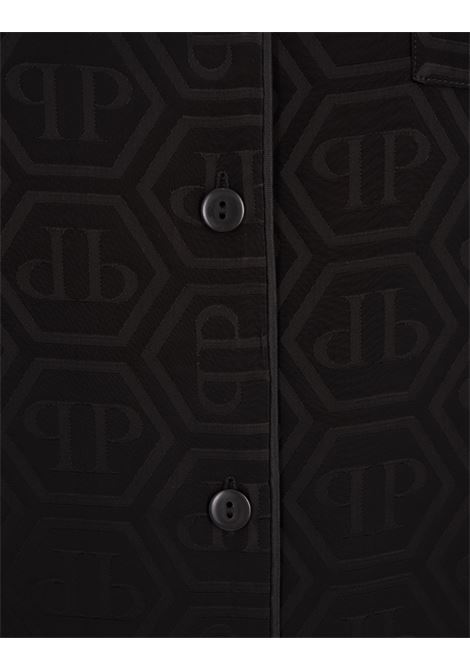 PHILIPP PLEIN Camicia Stile Pigiama Monogram Nera - PHILIPP PLEIN Fino Al -60%