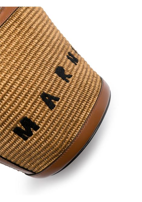 MARNI Borsa Tropicalia Piccola In Pelle Marrone e Rafia Naturale - MARNI In Vendita