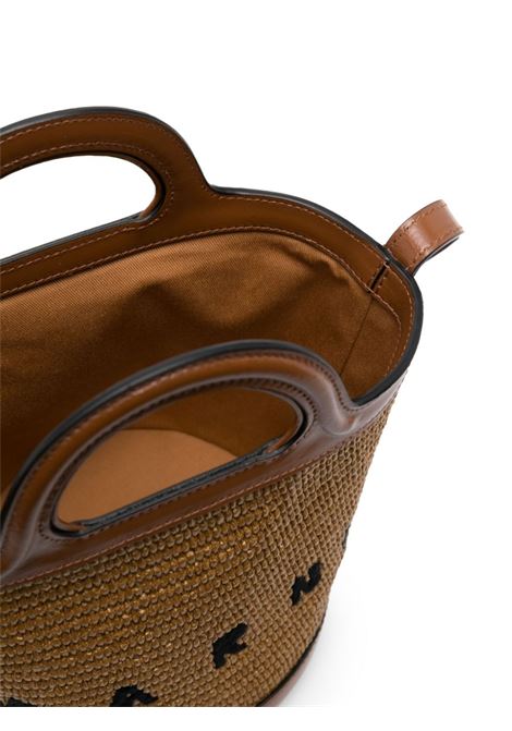 MARNI Borsa Tropicalia Piccola In Pelle Marrone e Rafia Naturale - MARNI In Vendita