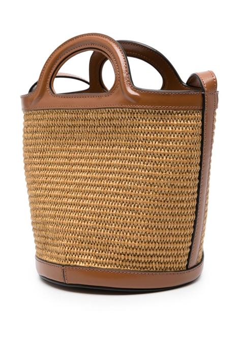 MARNI Borsa Tropicalia Piccola In Pelle Marrone e Rafia Naturale - MARNI In Vendita