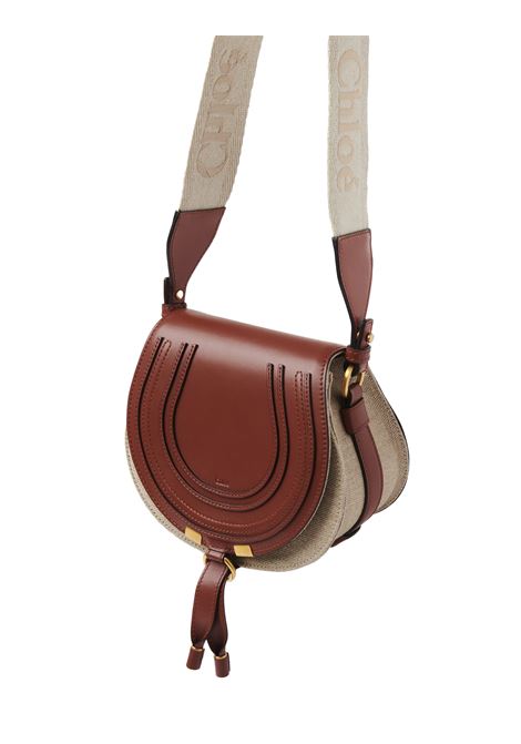 CHLOÉ Borsa Saddle Piccola Marcie In Lino e Pelle Marrone - CHLOÉ Vendite Flash