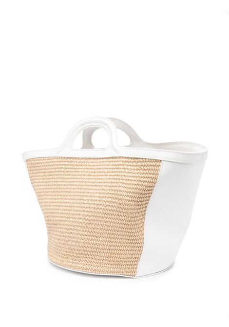 MARNI Borsa Tropicalia Summer Piccola In Pelle Bianca e Rafia Naturale - MARNI Moda