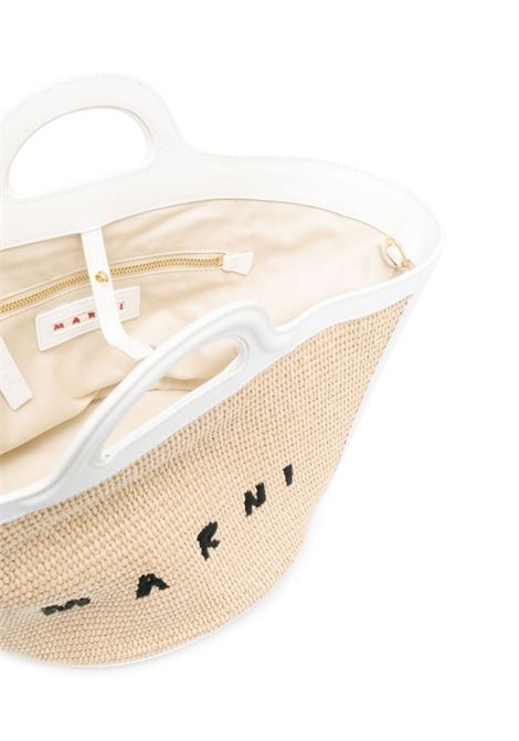 MARNI Borsa Tropicalia Summer Piccola In Pelle Bianca e Rafia Naturale - MARNI Moda