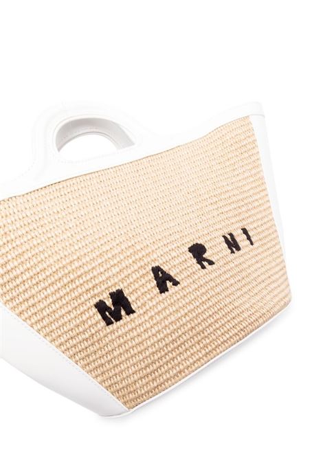 MARNI Borsa Tropicalia Summer Piccola In Pelle Bianca e Rafia Naturale - MARNI Moda
