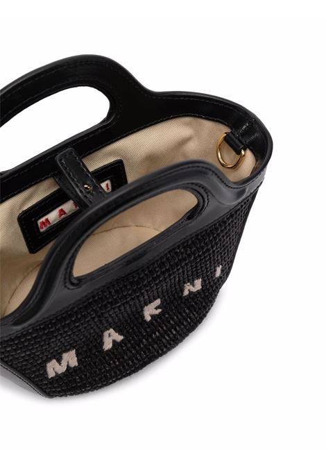 MARNI Borsa Tropicalia Summer Micro Nera In Pelle e Rafia - MARNI 2025