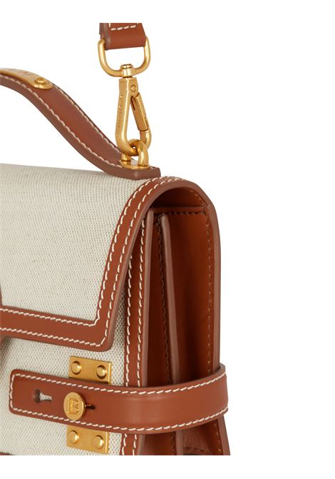 BALMAIN Borsa B-Buzz In Tela e Pelle Marrone Chiaro - BALMAIN Italy