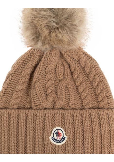 MONCLER Berretto Beige In Lana e Cashmere Con Pompon - MONCLER Qualità