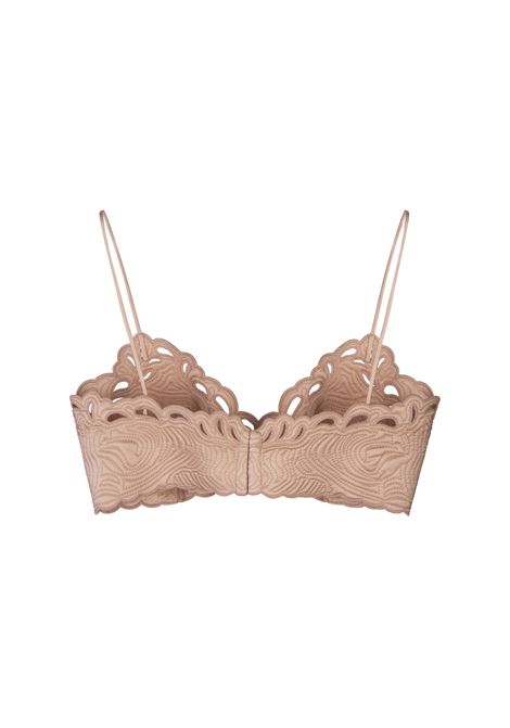ERMANNO SCERVINO Top Bra In Satin Di Seta Rosa Con Ricami - ERMANNO SCERVINO Promozione Limitata