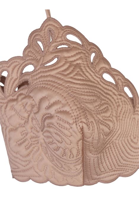ERMANNO SCERVINO Top Bra In Satin Di Seta Rosa Con Ricami - ERMANNO SCERVINO Promozione Limitata