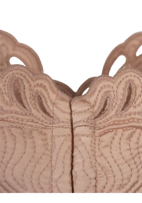 ERMANNO SCERVINO Top Bra In Satin Di Seta Rosa Con Ricami - ERMANNO SCERVINO Promozione Limitata