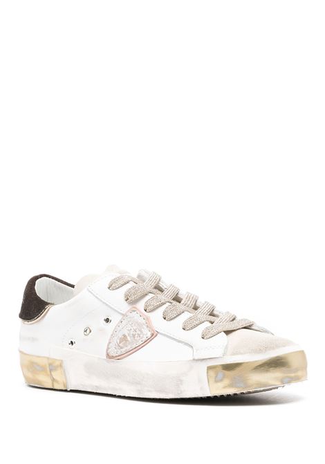 PHILIPPE MODEL Sneakers Prsx Bianche Oro e Marroni - PHILIPPE MODEL Hotsell