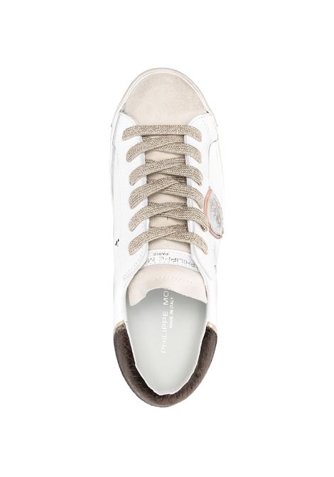 PHILIPPE MODEL Sneakers Prsx Bianche Oro e Marroni - PHILIPPE MODEL Hotsell