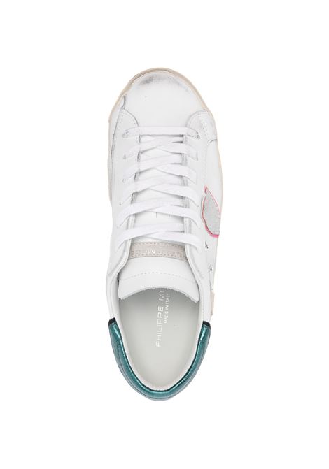 PHILIPPE MODEL Sneakers Prsx Bianche e Petrolio - PHILIPPE MODEL Vendita Calda