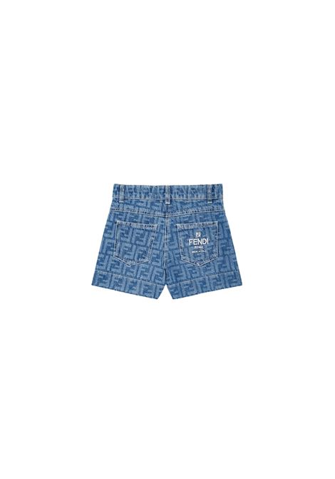 FENDI KIDS Shorts In Denim FF Blu Medio - FENDI KIDS Vendite Flash
