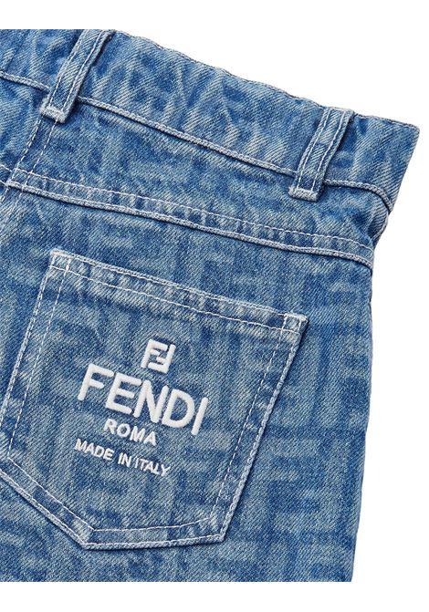 FENDI KIDS Shorts In Denim FF Blu Medio - FENDI KIDS Vendite Flash