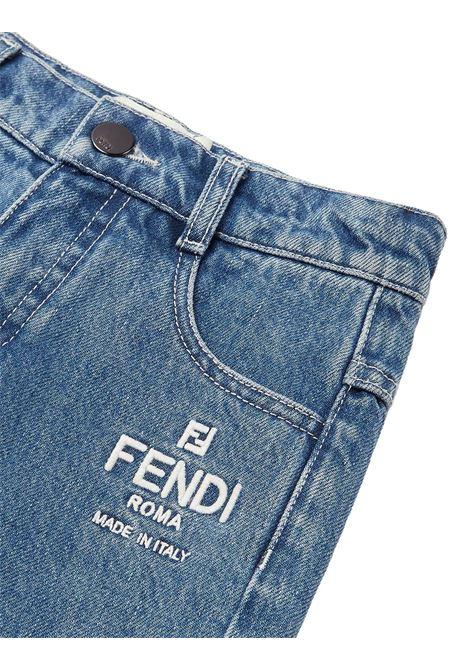 FENDI KIDS Jeans Blu Medio Con Ricamo Logo - FENDI KIDS In Saldo