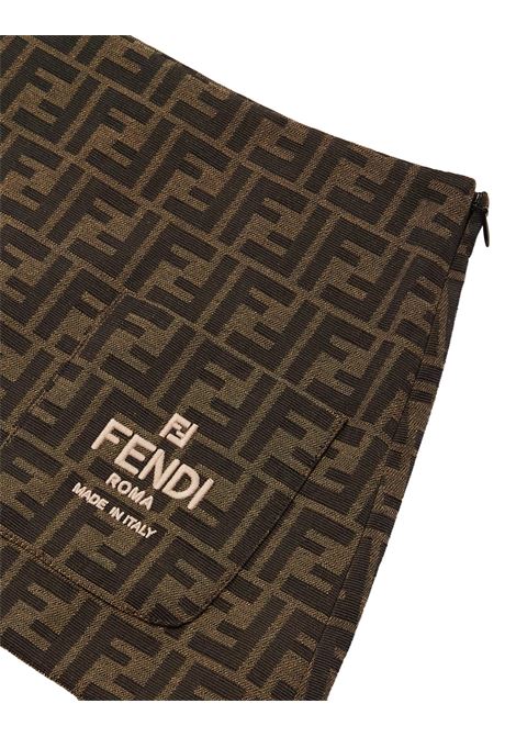 FENDI KIDS Gonna Marrone Con Logo e Motivo FF - FENDI KIDS Latest fashion