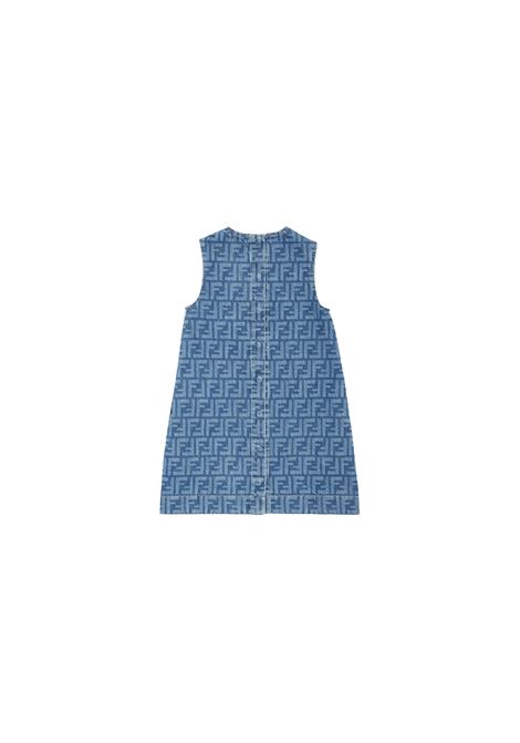 FENDI KIDS Abito Smnaicato In Denim FF Blu Medio - FENDI KIDS Offerte esclusive