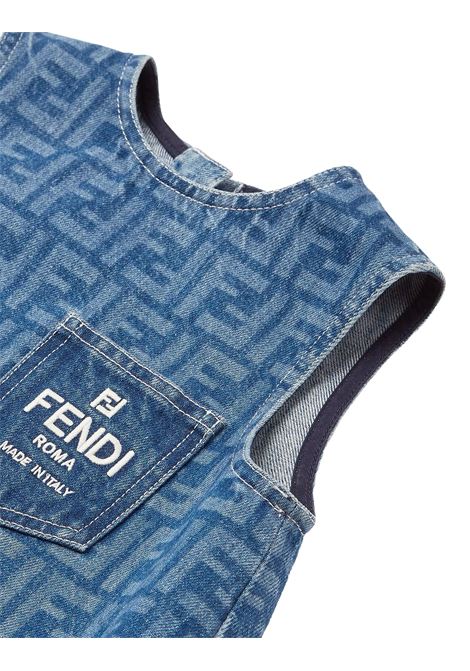 FENDI KIDS Abito Smnaicato In Denim FF Blu Medio - FENDI KIDS Offerte esclusive
