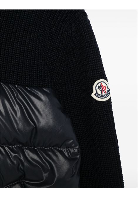 MONCLER ENFANT Cardigan Imbottito In Maglia Blu Con Zip e Cappuccio - MONCLER ENFANT Fino Al -60%