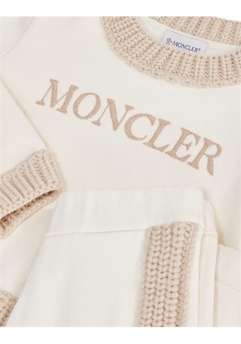 MONCLER ENFANT Set Sportivo Bianco Con Logo e Orli In Maglia - MONCLER ENFANT Shopping Online