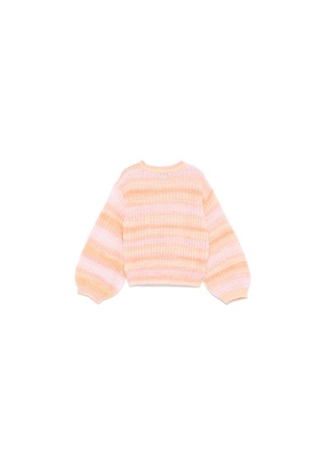STELLA MCCARTNEY KIDS Pullover in Maglia Rosa Pesca a Righe Arcobaleno - STELLA MCCARTNEY KIDS Sottocosto