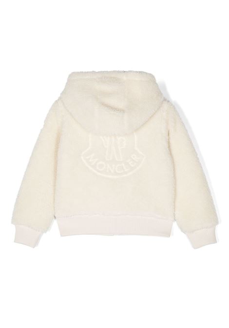 MONCLER ENFANT Felpa In Teddy Bianco Con Logo e Cappuccio - MONCLER ENFANT Qualità