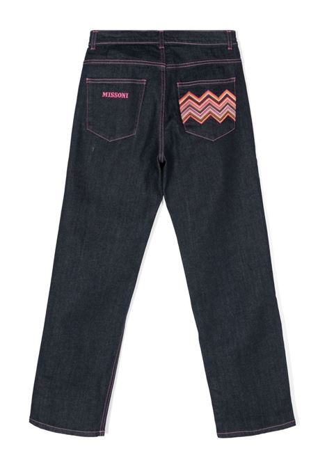 MISSONI KIDS Jeans Blu Scuro Con Logo e Motivo Zigzag - MISSONI KIDS Acquista Ora