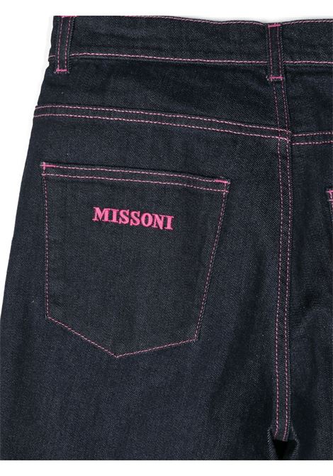 MISSONI KIDS Jeans Blu Scuro Con Logo e Motivo Zigzag - MISSONI KIDS Acquista Ora