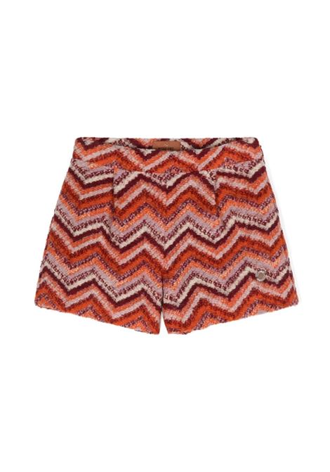 MISSONI KIDS Shorts Misto Lana Con Motivo Zigzag Rosso e Arancione - MISSONI KIDS Fino Al -60%