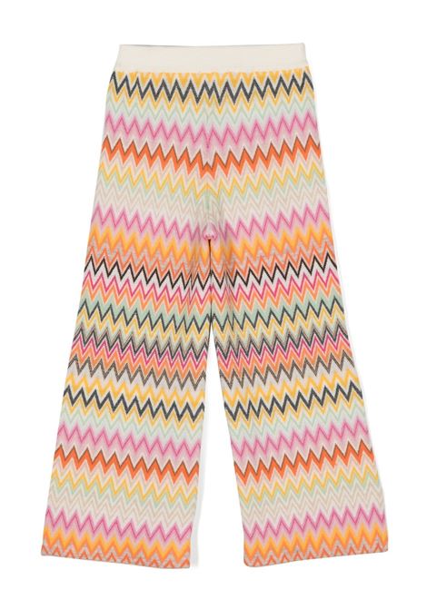 MISSONI KIDS Pantapalazzo In Lana Con Motivo Zigzag Multicolore - MISSONI KIDS Sottocosto