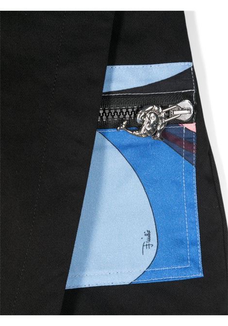 EMILIO PUCCI JUNIOR Shorts-Gonna Neri Con Tasca Stampata - EMILIO PUCCI JUNIOR Outlet