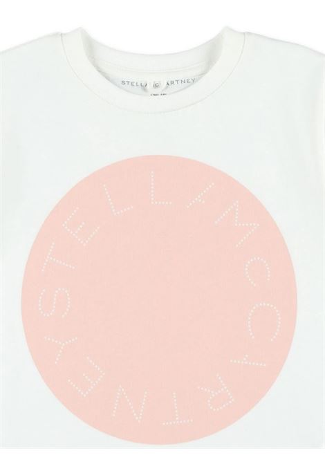 STELLA MCCARTNEY KIDS T-Shirt Bianca Con Logo Circolare Rosa - STELLA MCCARTNEY KIDS Saldi Di Fabbrica