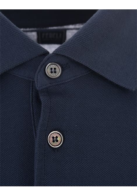 FEDELI Polo In Leggero Piquet Di Cotone Blu Scuro - FEDELI Moda