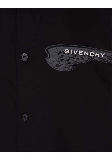 GIVENCHY Camicia Nera Con Stampa Logo Con Ali - GIVENCHY Promozione