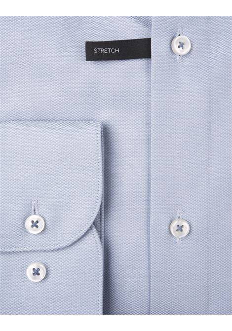 BOSS Camicia Hank Slim Fit In Tessuto Armaturato Di Cotone Stretch Azzurro - BOSS Prezzo Ridotto