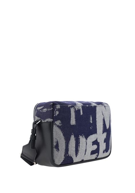 ALEXANDER MCQUEEN Borsa a Tracolla In Denim McQueen Graffiti Indaco - ALEXANDER MCQUEEN Novità